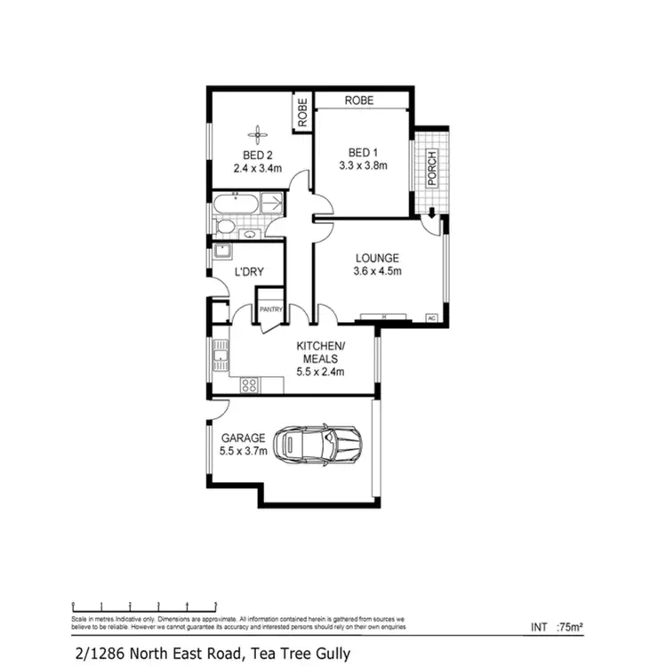 Floorplan of Homely unit listing, 2/1286 North East Road, Tea Tree Gully SA 5091