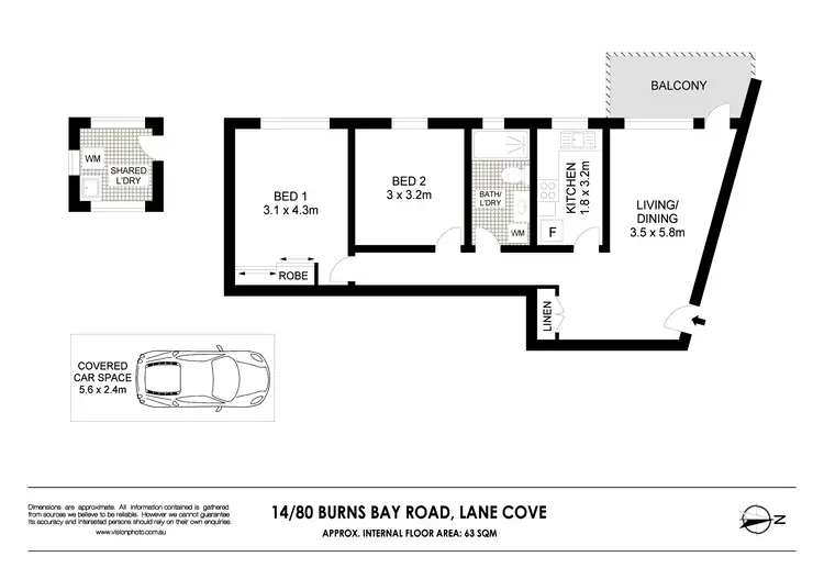 Floorplan of Homely unit listing, 14/80 Burns Bay Road, Lane Cove NSW 2066