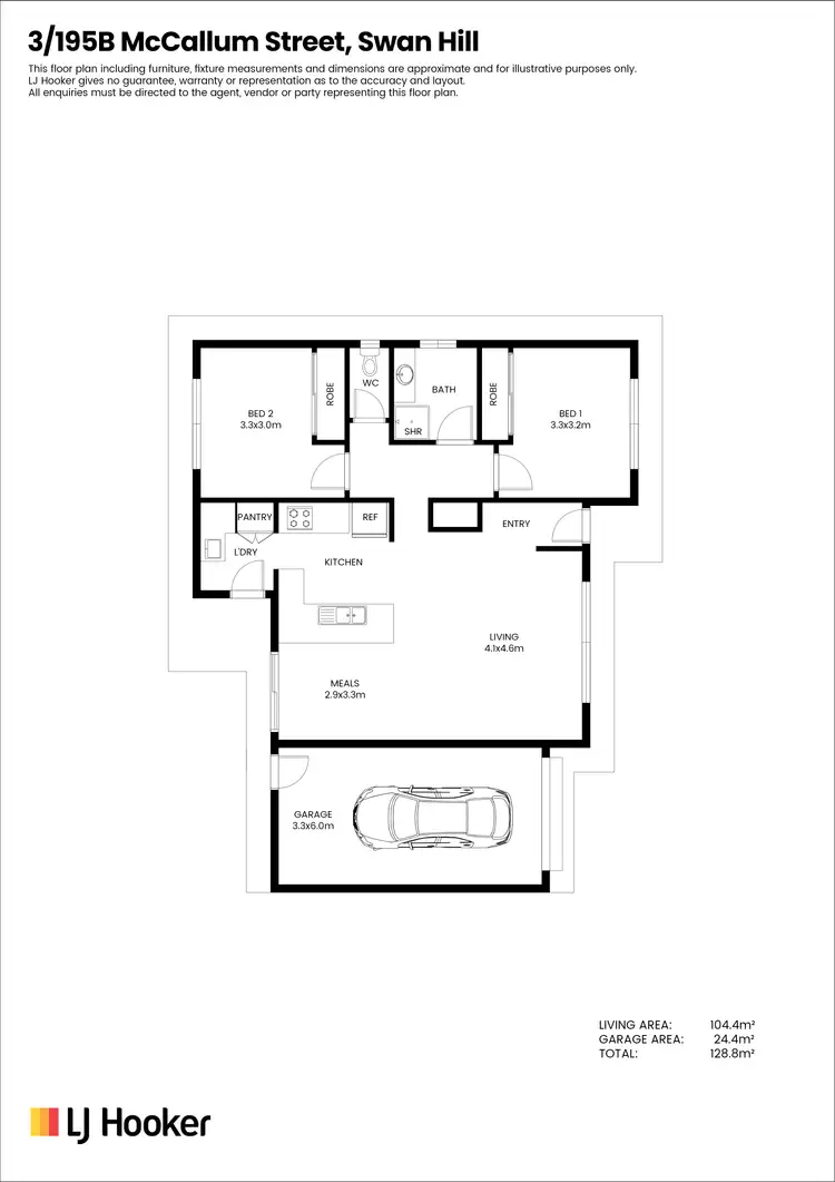 Floorplan of Homely unit listing, Unit 3/195B McCallum Street, Swan Hill VIC 3585