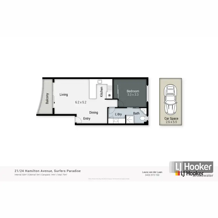 Floorplan of Homely apartment listing, 21/24 Hamilton Avenue, Surfers Paradise QLD 4217