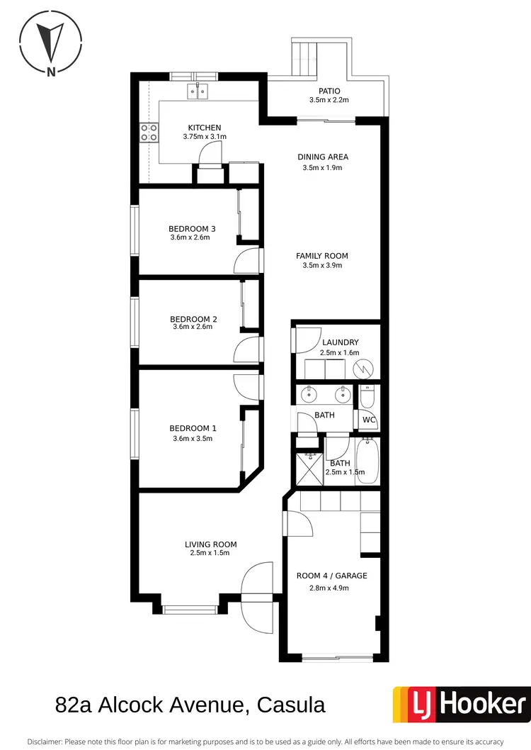 Floorplan of Homely semi-detached listing, 82A Alcock Avenue, Casula NSW 2170
