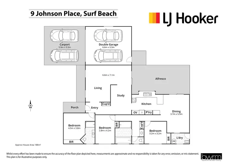 Floorplan of Homely house listing, 9 Johnson Place, Surf Beach NSW 2536