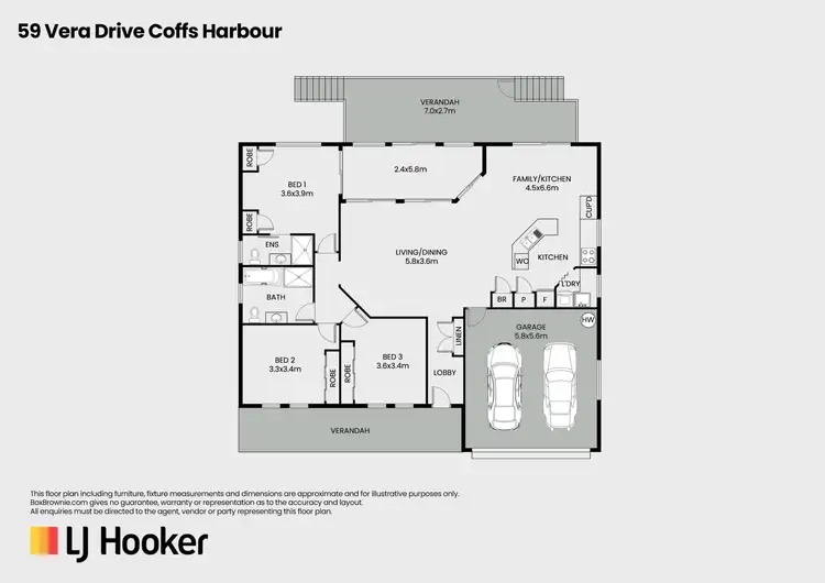Floorplan of Homely house listing, 59 Vera Drive, Coffs Harbour NSW 2450