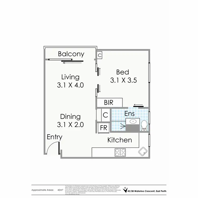 Floorplan of Homely apartment listing, 42/38-42 Waterloo Crescent, East Perth WA 6004