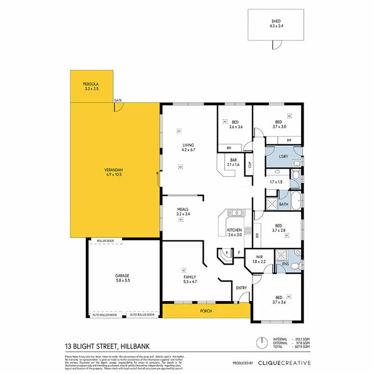Floorplan of Homely house listing, 13 Blight Crescent, Hillbank SA 5112