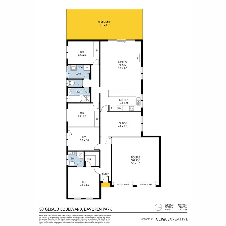 Floorplan of Homely house listing, 53 Gerald Boulevard, Davoren Park SA 5113