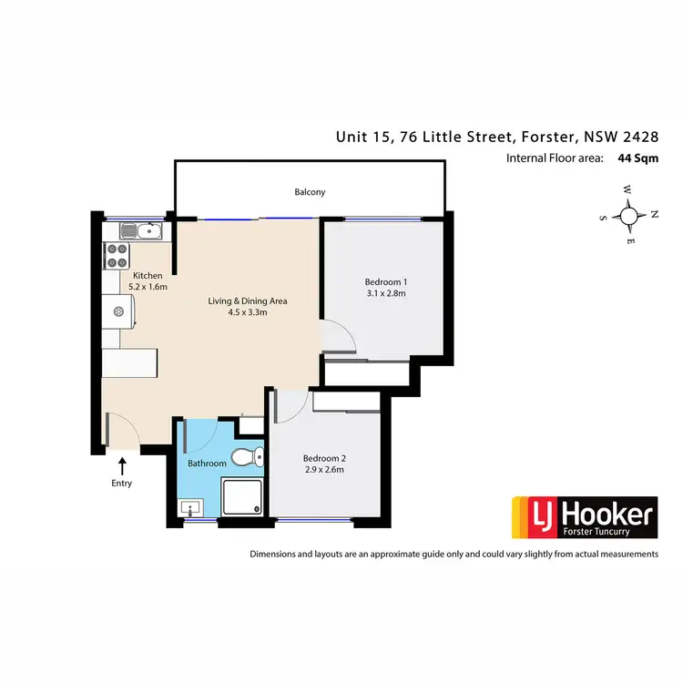 Floorplan of Homely unit listing, 15/76 Little Street, Forster NSW 2428