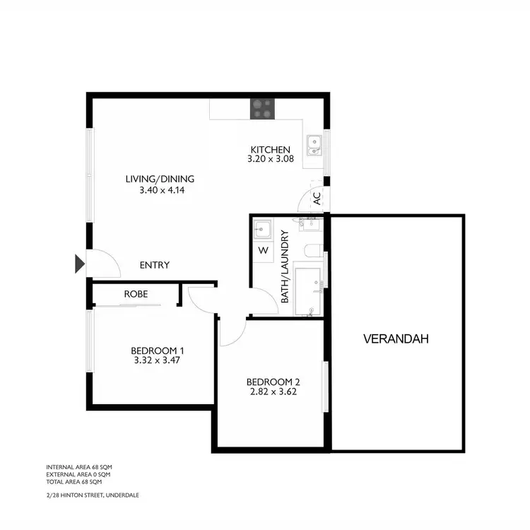 Floorplan of Homely unit listing, 2/28 Hinton Street, Underdale SA 5032