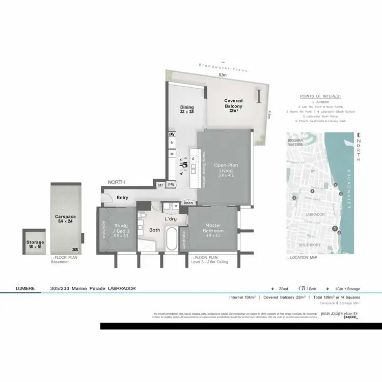 Floorplan of Homely apartment listing, 305/230 Marine Parade, Labrador QLD 4215