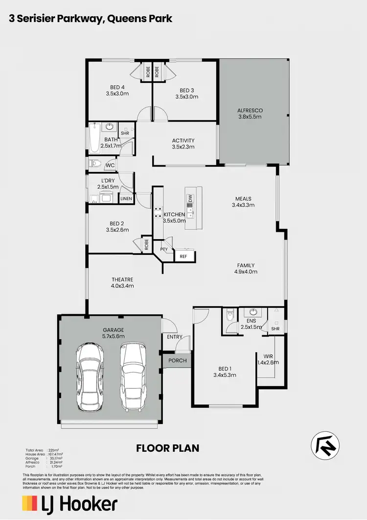 Floorplan of Homely house listing, 3 Serisier Parkway, Queens Park WA 6107