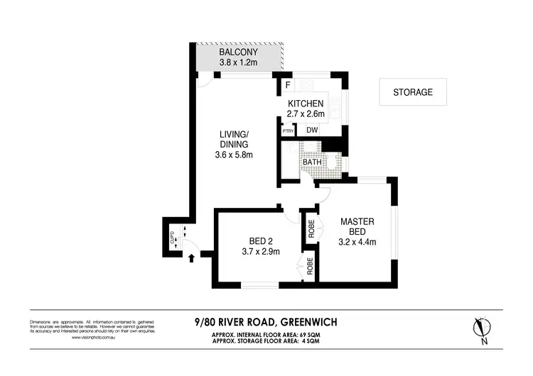 Floorplan of Homely apartment listing, 9/80 River Road, Greenwich NSW 2065