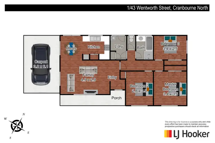 Floorplan of Homely house listing, 1/43 Wentworth Street, Cranbourne VIC 3977
