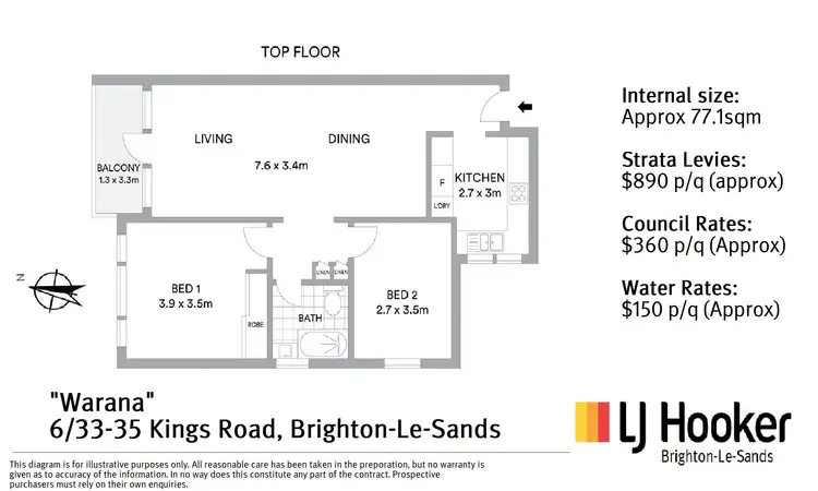 Floorplan of Homely unit listing, 6/33 Kings Road, Brighton-Le-Sands NSW 2216