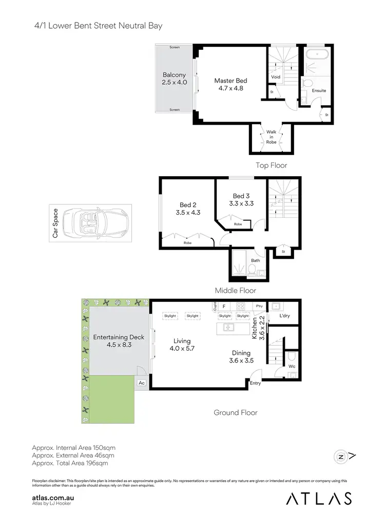 Floorplan of Homely townhouse listing, 4/1 Lower Bent Street, Neutral Bay NSW 2089