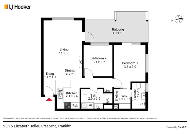 Floorplan of Homely apartment listing, 93/75 Elizabeth Jolley Crescent, Franklin ACT 2913