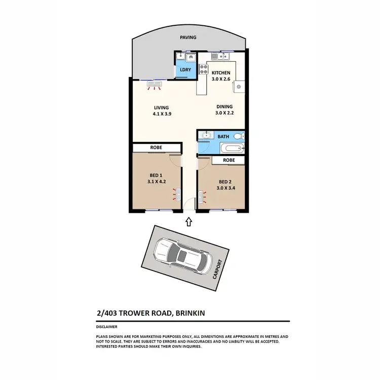 Floorplan of Homely unit listing, 2/403 Trower Road, Brinkin NT 810