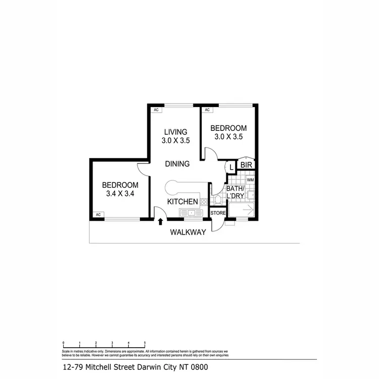 Floorplan of Homely apartment listing, 12/79 Mitchell Street, Darwin City NT 800
