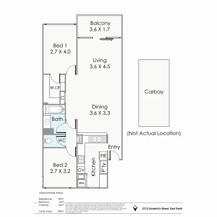 Floorplan of Homely apartment listing, 27/2 Goderich Street, East Perth WA 6004