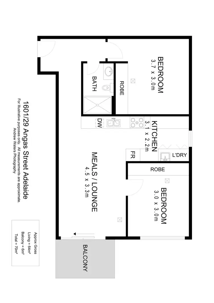 Floorplan of Homely apartment listing, 1601/29 Angas Street, Adelaide SA 5000