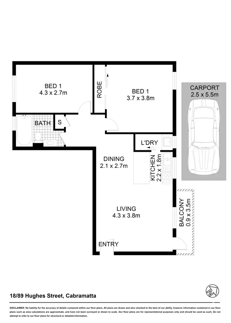 Floorplan of Homely unit listing, Unit 18/89 Hughes St, Cabramatta NSW 2166