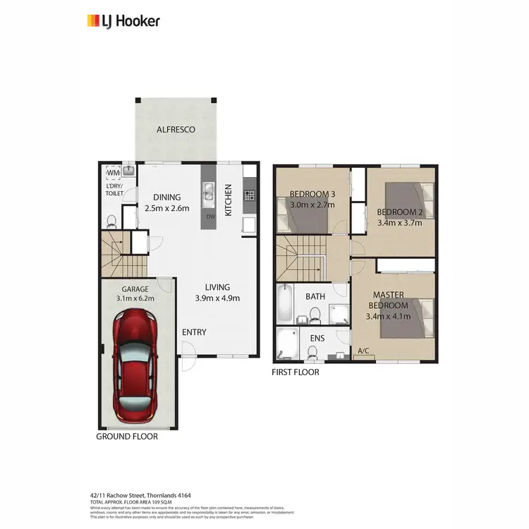 Floorplan of Homely townhouse listing, 42/11 Rachow Street, Thornlands QLD 4164