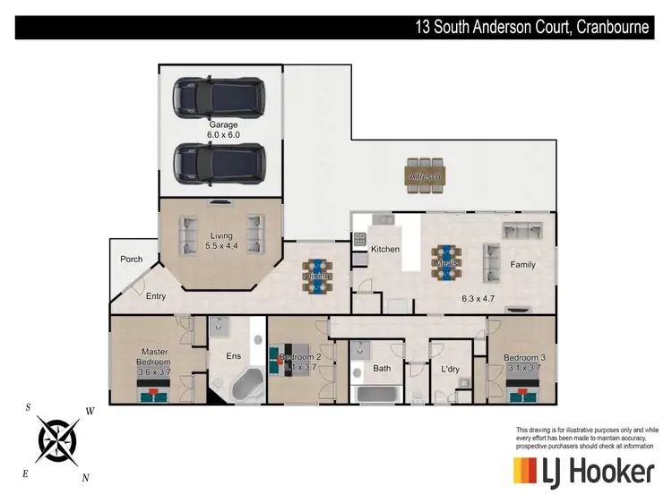 Floorplan of Homely house listing, 13 South Anderson Court, Cranbourne VIC 3977