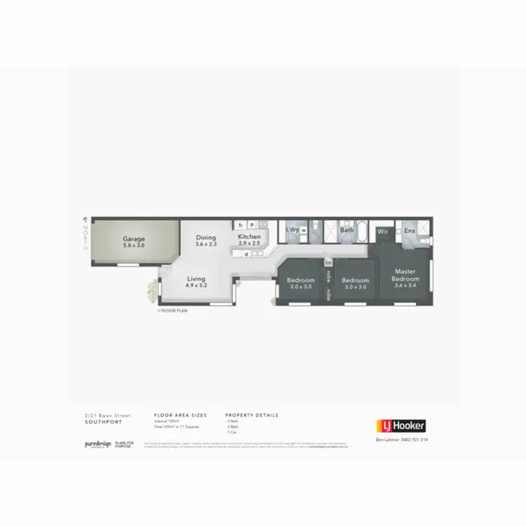 Floorplan of Homely semi-detached listing, 2/21 Ewan Street, Southport QLD 4215