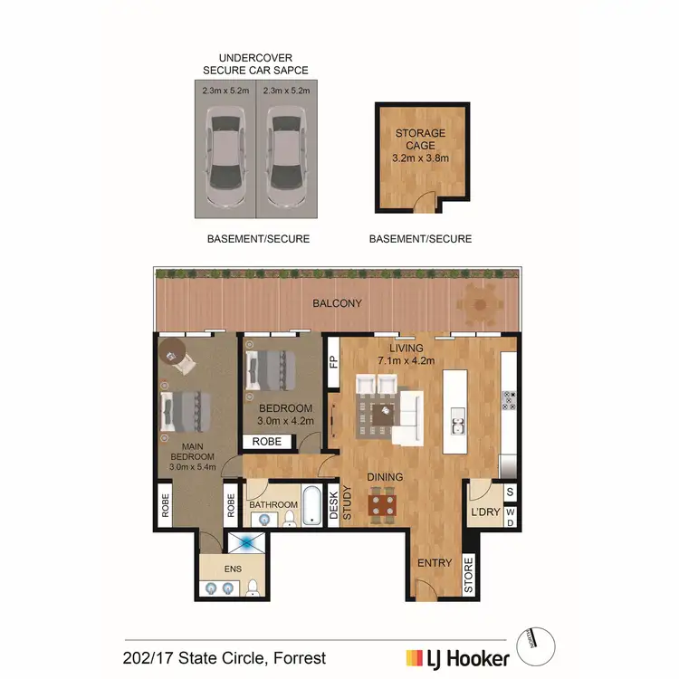 Floorplan of Homely apartment listing, 202/17 State Circle, Forrest ACT 2603