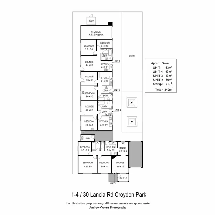 Floorplan of Homely block of units listing, 1 - 4/30 Lancia Road, Croydon Park SA 5008