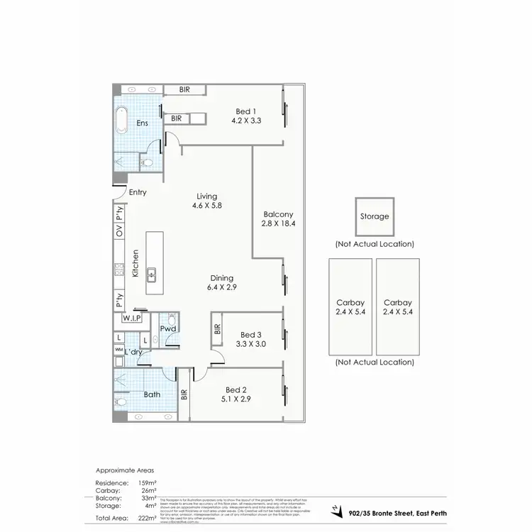 Floorplan of Homely apartment listing, 902/35 Bronte Street, East Perth WA 6004