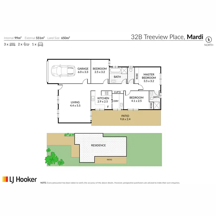 Floorplan of Homely semi-detached listing, 2/32 Treeview Place, Mardi NSW 2259