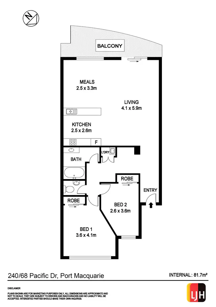 Floorplan of Homely unit listing, 240/68 Pacific Drive, Port Macquarie NSW 2444