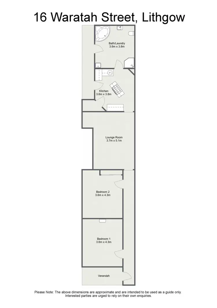 Floorplan of Homely semi-detached listing, 16 Waratah Street, Lithgow NSW 2790