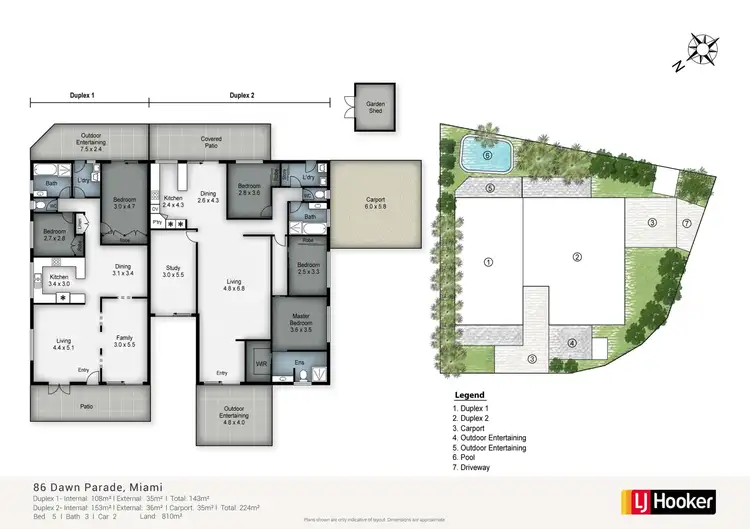 Floorplan of Homely semi-detached listing, 1 or 2/86 Dawn Parade, Miami QLD 4220