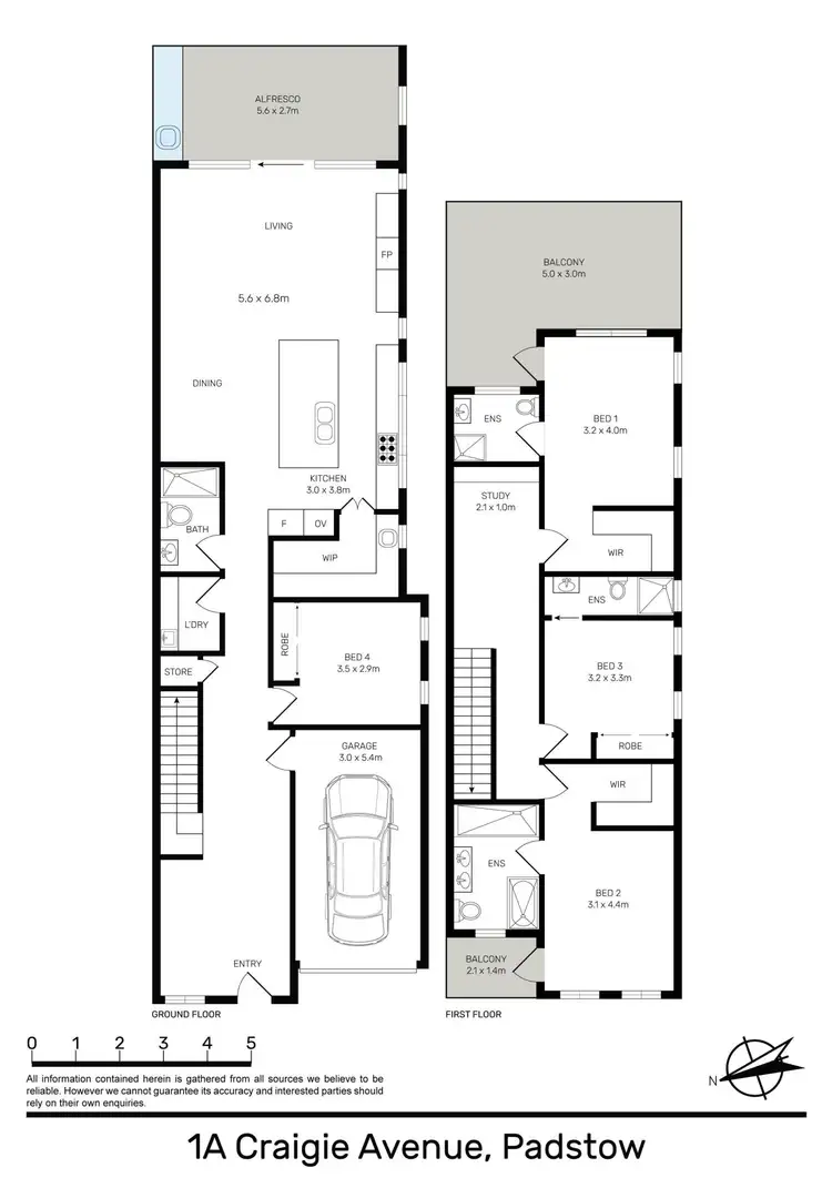 Floorplan of Homely semi-detached listing, 1A Craigie Avenue, Padstow NSW 2211