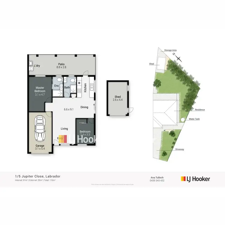 Floorplan of Homely semi-detached listing, 1/5 Jupiter Close, Labrador QLD 4215