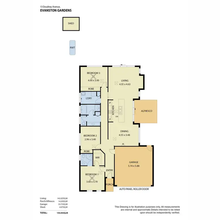 Floorplan of Homely house listing, 13 Doudney Avenue, Evanston Gardens SA 5116