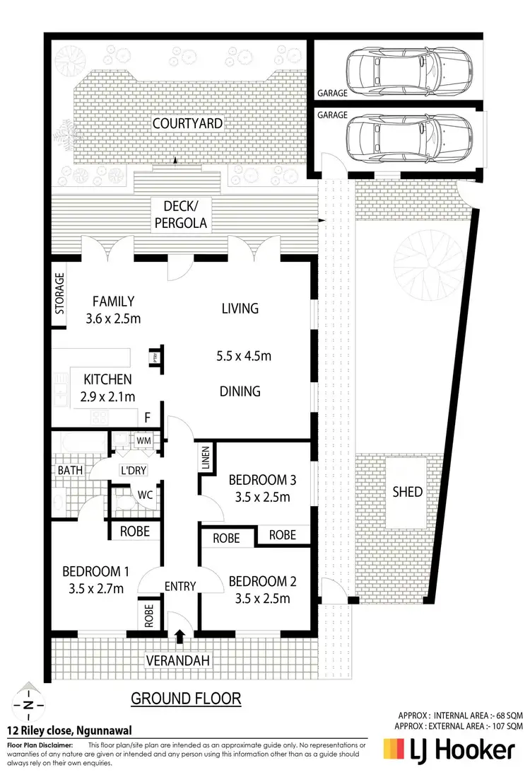 Floorplan of Homely semi-detached listing, 12 Riley Close, Ngunnawal ACT 2913