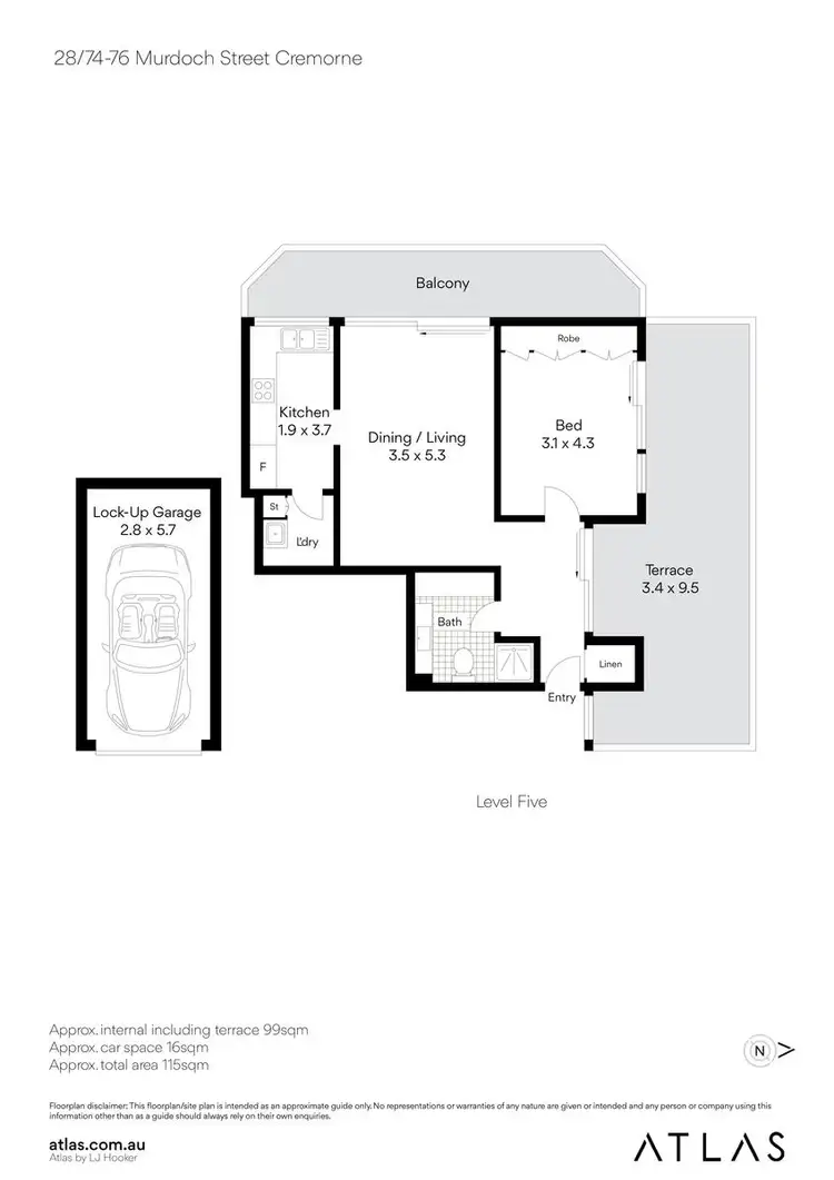 Floorplan of Homely unit listing, 28/74-76 Murdoch Street, Cremorne NSW 2090
