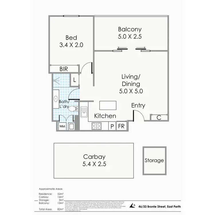Floorplan of Homely apartment listing, 46/33 Bronte Street, East Perth WA 6004