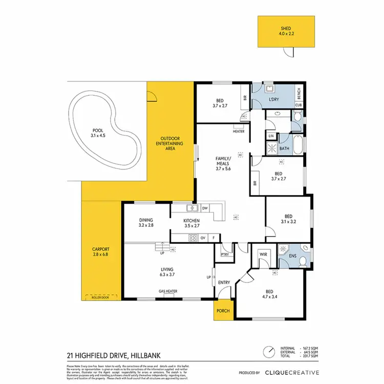 Floorplan of Homely house listing, 21 Highfield Drive, Hillbank SA 5112