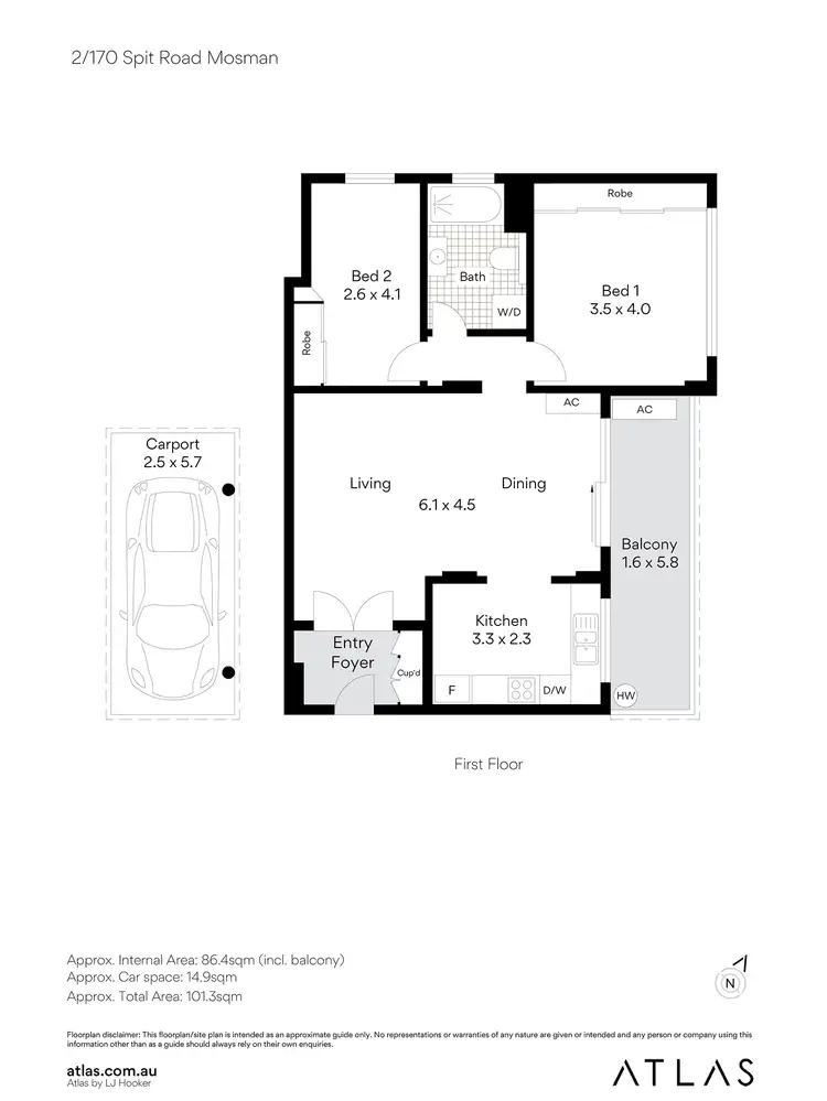 Floorplan of Homely unit listing, 2/170 Spit Road, Mosman NSW 2088