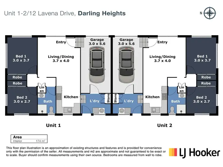 Floorplan of Homely semi-detached listing, 1&2/12 Lavena Drive, Darling Heights QLD 4350