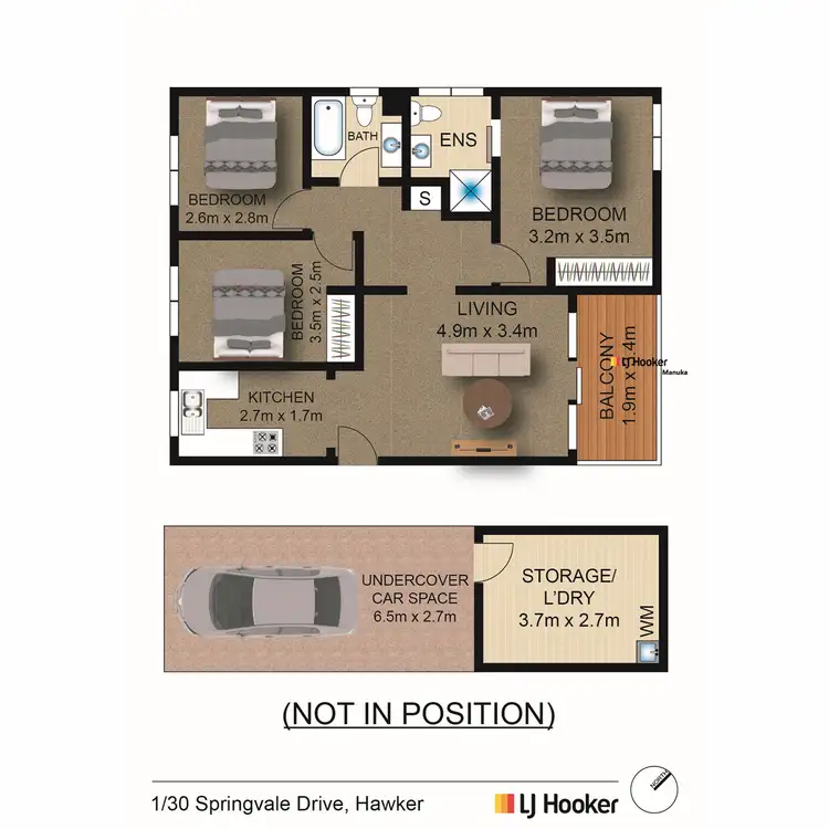 Floorplan of Homely unit listing, 1/30 Springvale Drive, Hawker ACT 2614