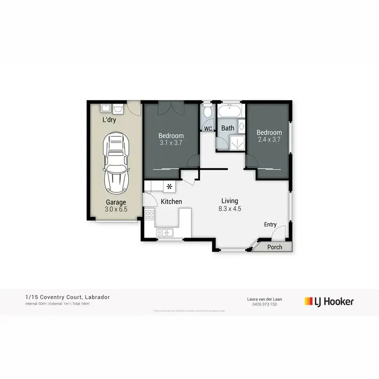 Floorplan of Homely semi-detached listing, 1/15 COVENTRY Court, Labrador QLD 4215
