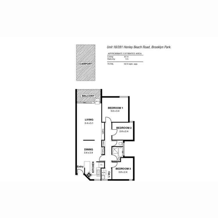 Floorplan of Homely townhouse listing, 18/281 Henley Beach Road, Brooklyn Park SA 5032