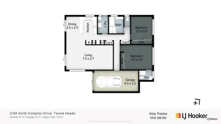Floorplan of Homely semi-detached listing, 2/60 Keith Compton Drive, Tweed Heads NSW 2485