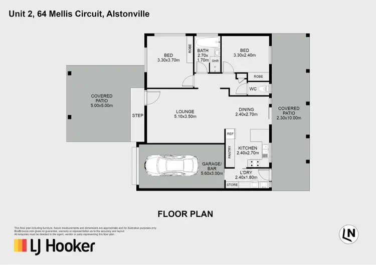 Floorplan of Homely unit listing, 2/64 Mellis Circuit, Alstonville NSW 2477