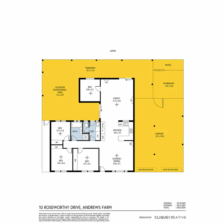 Floorplan of Homely house listing, 10 Roseworthy Drive, Andrews Farm SA 5114