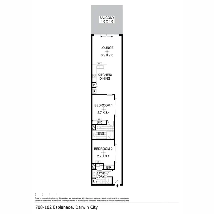 Floorplan of Homely apartment listing, 708/102 Esplanade, Darwin City NT 800